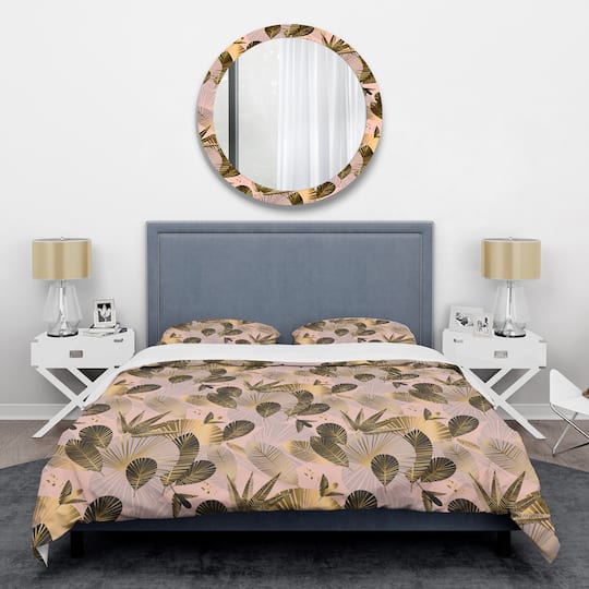 Designart 'Golden Foliage III' Mid-Century Duvet Cover Set